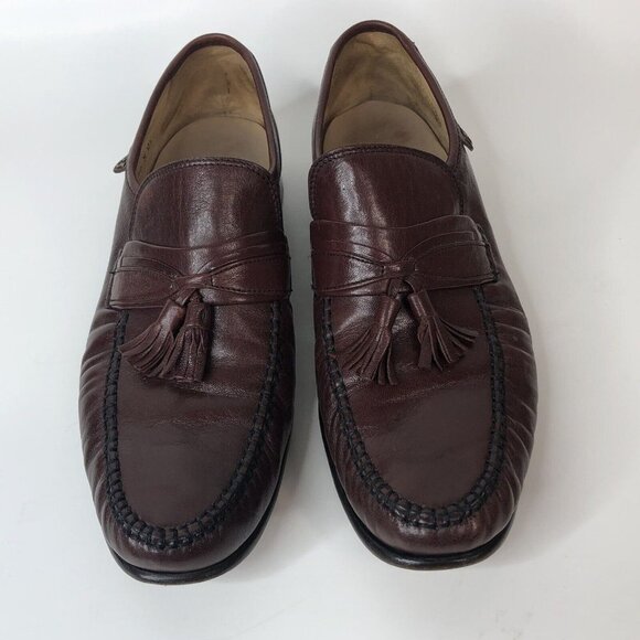 French Shriner Mens Shoes Size 10M Burgundy Leather Tassel Loafers F41174 main image 11